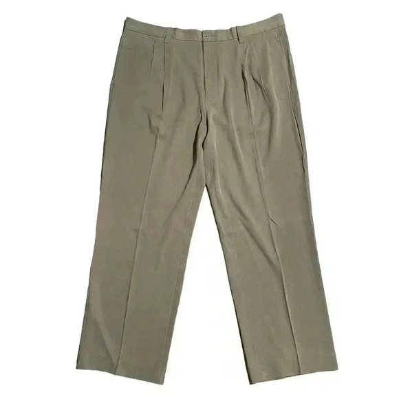 Tommy Bahama Silk Linen Hawaiian Pants Relax Brown Pleated Mens 38x32 Golf - Picture 2 of 5